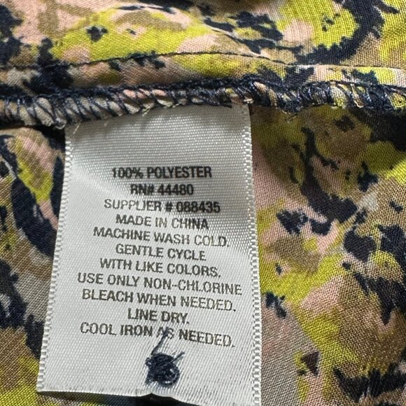 Sapphire Silhouette Womens 3X Sheer Watercolor Artsy Blouse Tie V-Neck Boho - Picture 4 of 6